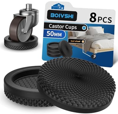 Meubelbekers 50 mm - Vloerbeschermers voor Houten Vloeren - Bedwielstoppers - 8 Stuks