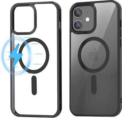 Hoesje geschikt voor iPhone 12 Transparant Zwart - Magsafe Hoesje geschikt voor iPhone 12 Pro - Shockproof MagSafe Hoesje geschikt voor iPhone 12 | 12 Pro