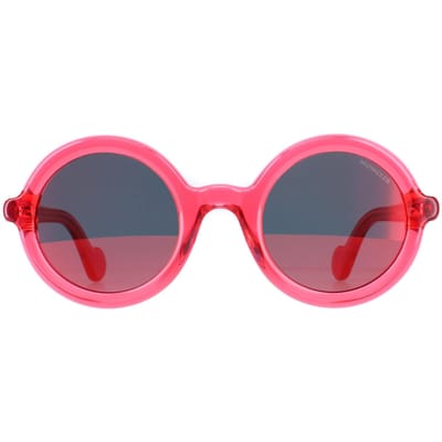 Moncler ML0005 75Z glimmende fuchsia paarse gradiÃ«nt gespiegelde zonnebril