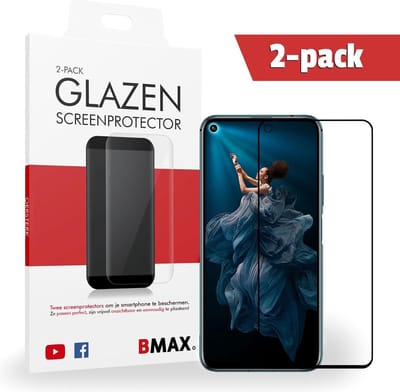 2-pack BMAX geschikt voor Honor 20 Pro Screenprotector Full Cover / Gehard glas / Beschermglas / Tempered Glass / Glasplaatje / Telefoonbescherming / Plexiglas scherm / Plexiglas - Zwart