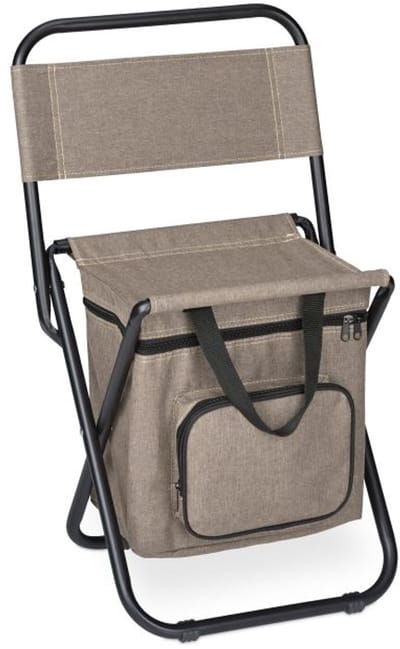 Doodadeals® Campingkruk – Viskruk - Opvouwbaar Draagbaar – Met Opbergvak & Rugleuning – Tot 120 kg – Beige – Compact