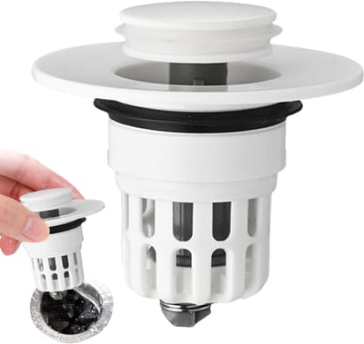 Wastafelstop - Afvoerstop - Snelle Afwatering - Drukmechanisme - 7 x 7 x 6.6 cm