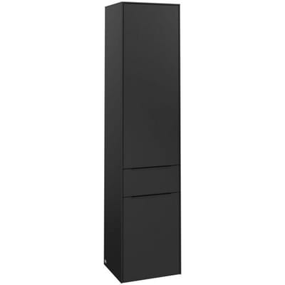 Villeroy & Boch Subway 3.0 tall cabinet, 1 drawer and 2 doors right, handles volcano black C59101VL