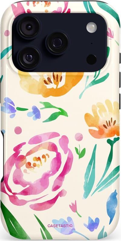 Casetastic hoesje geschikt voor Apple iPhone 17 Pro - MagSafe - Dubbellaagse bescherming - Aquarel serenade - Fashion Case - Wit Mintgroen Crème Lichtroze