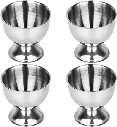 Eierhouders - Zachte kopjes - Ontbijt serveren - Vaatwasserbestendig - 4 stuks - Zilver