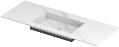 INK Post Wastafel Keramische Slab Envelop Bak Midden Zonder Kraangat - 1200x450x10 mm - Calacatta Mat
