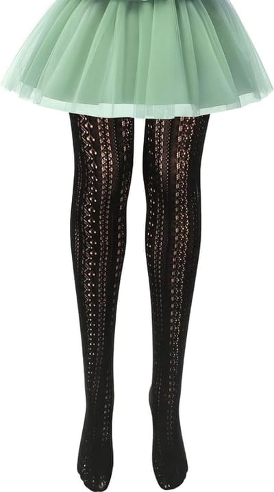 Verleidelijke kant panty voor dames, gebreid katoen, retro jacquard design, netkousen en holle details, eenheidsmaat