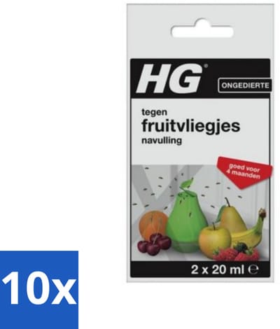 10 x HG X - Fruitvliegjesval Navulling - Goed Voor 4 Maanden - 2 Vallen - Fruitvliegjesval Navulling - Fruitvliegjesval Vullen - Fruitvliegjes Val - Fruitvliegjes Val Navulling - Fruitvliegjes Val 4 Maanden
