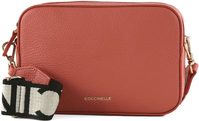 COCCINELLE Leren schoudertas Tebe Crossover Bag Pink Clay koraalrood