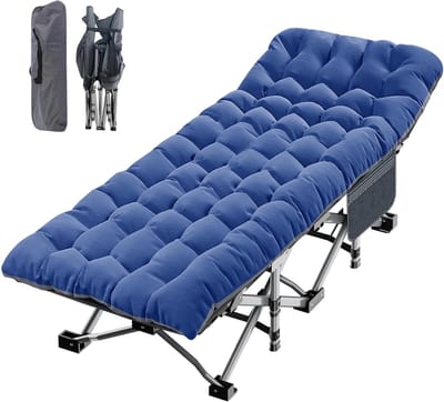 Opvouwbaar campingbed - Gastenbed matras - Buiten slapen - Dubbellaags stof - 190 cm lengte - Zwart