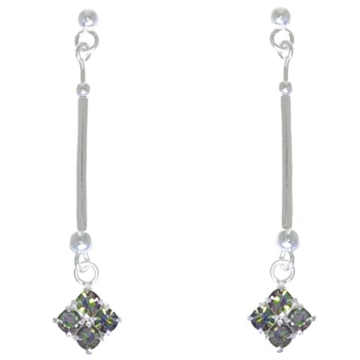 Behave – Oorbellen – 925 Sterling Zilveren langwerpige Oorstekers met grijs Multi Kristal steentjes