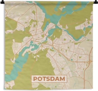 Wandkleed - Wanddoek - Stadskaart - Potsdam - Vintage - Plattegrond - Kaart - 180x180 cm - Wandtapijt