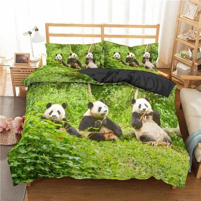 Kinderen Meisjes Dekbedovertrek 3D Panda Print Leuke Dieren Beddengoedset Panda Patroon voor Slaapkamerdecoratie Dekbedovertrek Eenvoudige Stijl EU single(135x200cm)