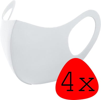 Wasbaar Mondkapje Wit Wasbaar Mondmasker Elastisch Mondkapjes - 4 stuks