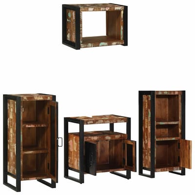 vidaXL Badkamermeubel Set met lade 4 pcs Massief Gerecycleerd Hout