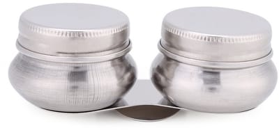 Dailygoods- Oplosmiddelcontainer Dubbele Kom - Roestvrij Staal - Met Deksel - Voor Olieverf - Palet Houder - Lichtgewicht 73 g - Verfcontainer