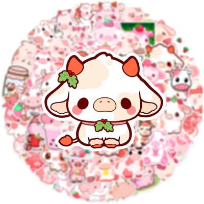 Set van 50 Zwarte en Witte Koe Stickers voor Jongeren en Volwassenen - Cartoon Dieren Stickers voor Auto, Laptop, Skateboard en Motorfiets