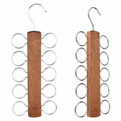 Dailygoods- Sjaalhouder Massief Hout - Stropdassenhouder - Riemhouder - Hanger met 10 Lussen - Accessoires Organizer - 11,7"/5,1" Afmetingen - Accessoirehouder