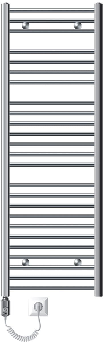 Badkamerradiator Elektrisch met verwarmingselement 900W 500x1500 mm Chroom gebogen met zijaansluiting LuxeBath