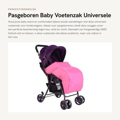 Voetenzak Universeel - Winddicht - Waterdicht - 300D Oxford-stof - Geschikt voor Kinderwagen - Afmetingen 60x40 cm - Baby Voetenzak