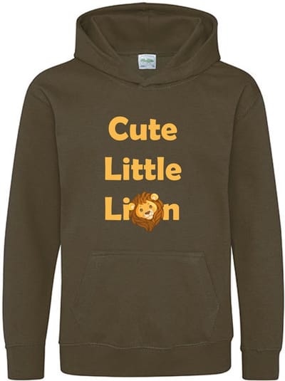 Pixeline Hoodie Cute Little Leeuw olive 1-2 jaar - Leeuw - Pixeline - Trui - Stoer - Dier - Kinderkleding - Hoodie - Dierenprint - Animal - Kleding