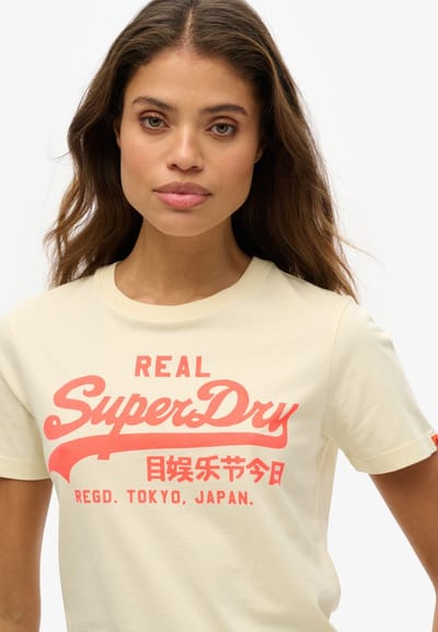 Superdry - Vintage Neon T-shirt met logo - Dames - T-shirts