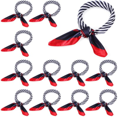 Cosensi - Nautical Square Scarf - Sjaal voor Vrouwen - Elegante Sailor Look - Rood, Wit en Blauw - Imitatiezijde - Perfect voor Stewardessen - 48 s...