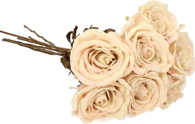 Top Art Kunstbloemen boeket roos Calista - 8x - wit creme - 66 cm - kunststof steel - decoratie