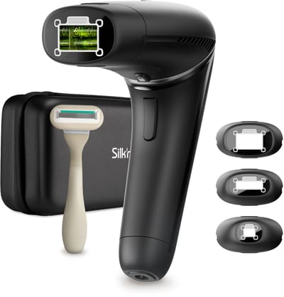 Silk'n 7 IPL ontharingsapparaat - Roterende kop voor makkelijk gebruik - 3 opzetstukken in verschillende groottes - Lichtontharingsapparaat voor alle haarkleuren - Zwart 2025 edition
