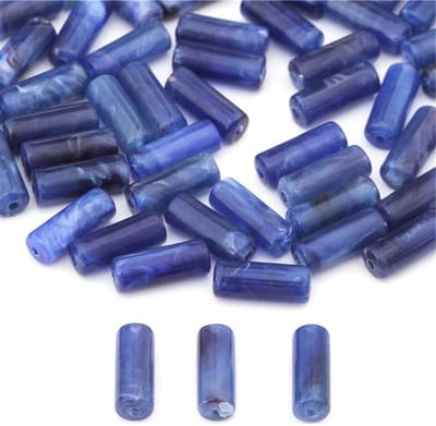 20 Stuks Lange Acryl Tube Kralen in Vintage Stijl voor DIY Sieraden, Decoraties en Creatieve Projecten - 8mm x 20mm Gat in Koninklijk Blauw
