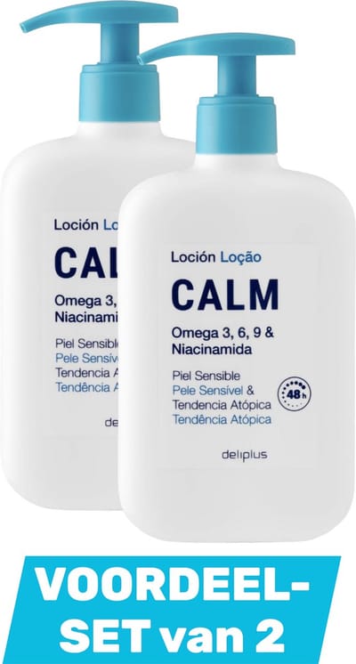 Deliplus Voordeelset met 2x Loción Calm 400ml - Voor de gevoelige en atopische huid - Met omega 3, 6, 9 & Niacinamide - Uit Spanje