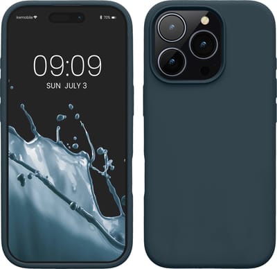 kwmobile telefoonhoesje geschikt voor Apple iPhone 16 Pro - Hoesje met siliconen coating - Smartphone case in leisteen