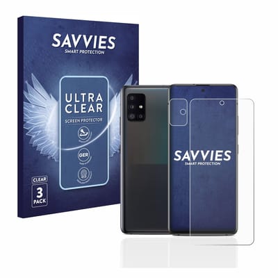 Savvies - Screenprotector voor Samsung Galaxy A51 5G (Voor+Camera) - Folie Beschermfolie transparant 6 Stuks