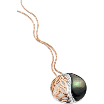 Orphelia ZH-7112 - CHAIN WITH PENDANT ROUND MOP ZIRCONIUM - 925 zilver - cubic zirconia - parelmoer - 45 cm