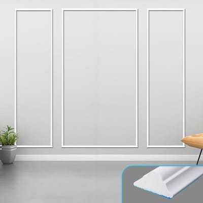 Muurlijst Set - Decoratieve Sierlijsten - Wanddecoratie - Voorgesneden Zelfklevend - 2x 24x88 Inch - Wit