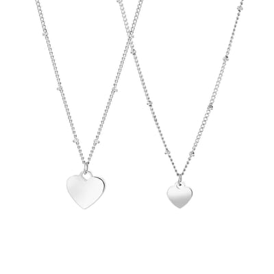 Lucardi Dames Kettingen Moeder/Dochter hart/hart - Staal - Ketting - Cadeau - 5 cm - Zilverkleurig
