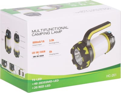 Springos Zaklamp - Multifunctioneel - Led - Powerbank - 6 Functies - Wit/Zwart