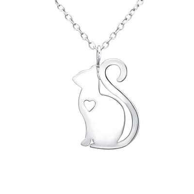 Amanto Ketting Edith - 925 Zilver E-Coating - Poes - 16x13mm - 45cm