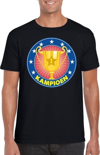 Zwart kampioen t-shirt voor heren S