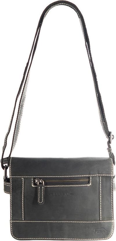 Schoudertas Dames - Matzwart - Buffelleer - Ritsvakken – Dames Tas - Leer Matzwart - Crossbody Dames