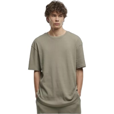 Urban Classics - Waffle Heren Tshirt - S - Olijfgroen