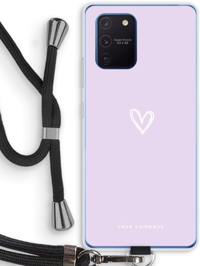 Case Company® - Hoesje met koord geschikt voor Samsung Galaxy Note 10 Lite hoesje met Koord - Klein hartje paars - Telefoonhoesje met Zwart Koord - Bescherming aan alle Kanten en Over de Schermrand