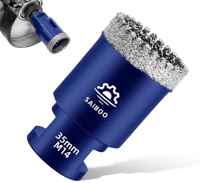 Diamant Tegelboor - Kernboor Gatenzaag - Droog Boren - Getande Boorrand - 35mm M14 - Blauw