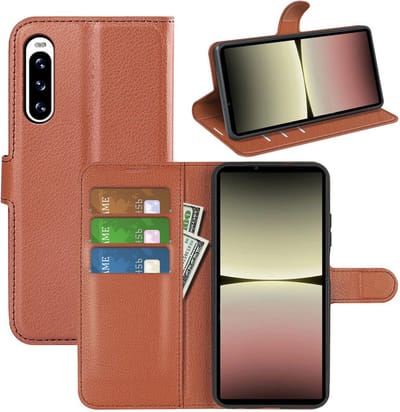 MobyDefend Hoesje - Geschikt voor Sony Xperia 10 V - Kunstleren Wallet Book Case (Sluiting Voorkant) - Bruin