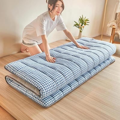 Opvouwbaar futonmatras - Japanse stijl mat - Kamperen en logeren - Dikke draagbare mat - 90 x 200 cm - Grijs