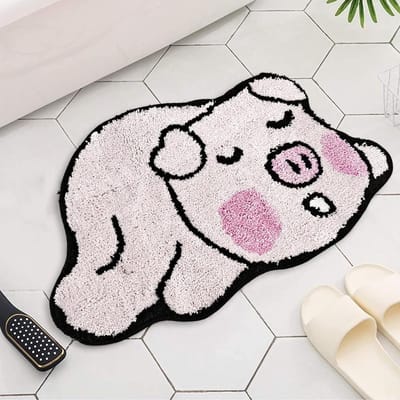 Schattige roze varkens badmat, antislip badkamerkleed, wasbare douchemat, comfortabel en stijlvol, 40 x 60 cm, perfect voor elke badkamer