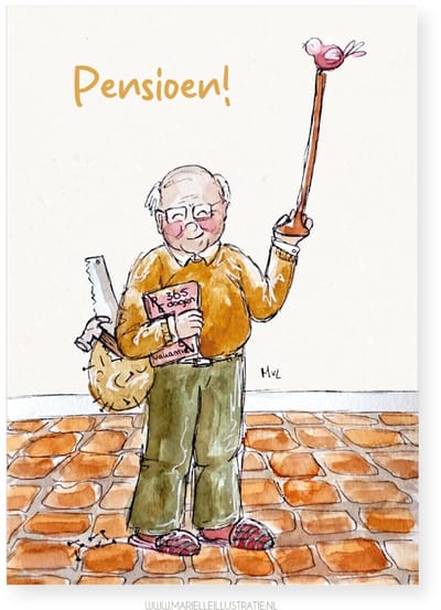 pensioen man, wenskaart 10x15cm