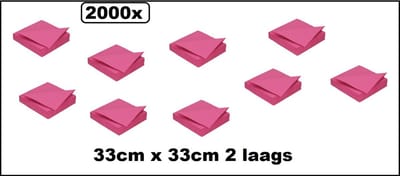 2000x Servet 33cm 2 laags fuchsia/pink DiDi Tissue - servetten tissue diner eten festival snack carnaval festival evenement biologisch afbreekbaar kerst thema feest