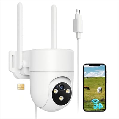 4G Bewakingscamera Buiten - IP Camera Dome - Veiligheid Verhogend - Geen Wifi Nodig - 2K Resolutie - Wit