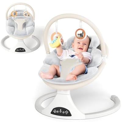Draagbare babyschommel met afstandsbediening, 5 snelheden en 3 zitposities